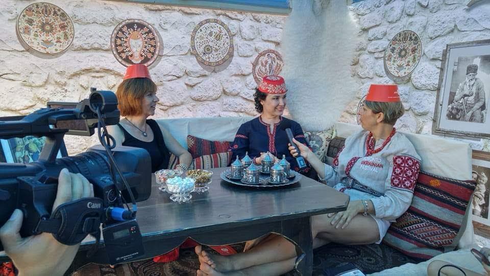 A recorded conversation inside a Crimean Tatar cultural display.